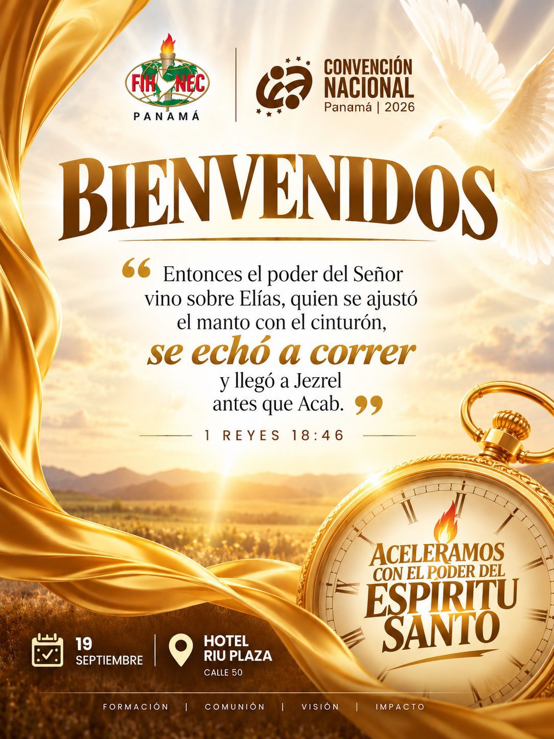 Afiche Oficial de Bienvenida - Convención Nacional FIHNEC Panamá 2026 - 1 Reyes 18:46